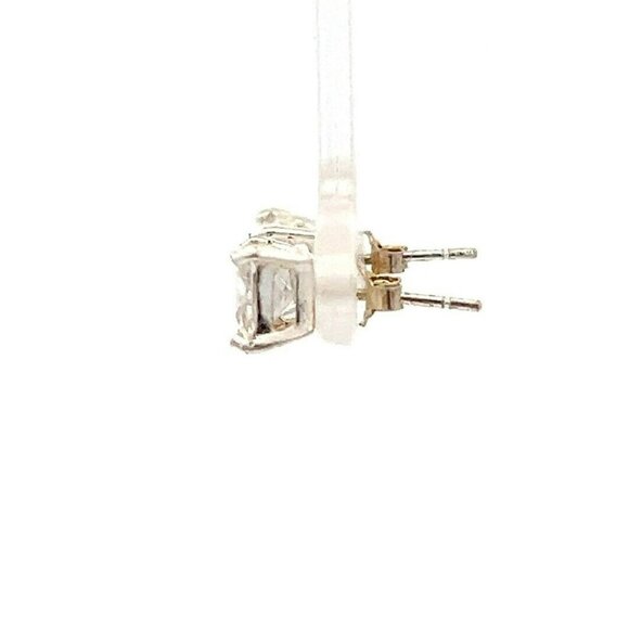 Designer Sterling Silver & Cubic Zirconia Princess Cut Stud Pierced Earrings! 71 - Picture 2 of 6